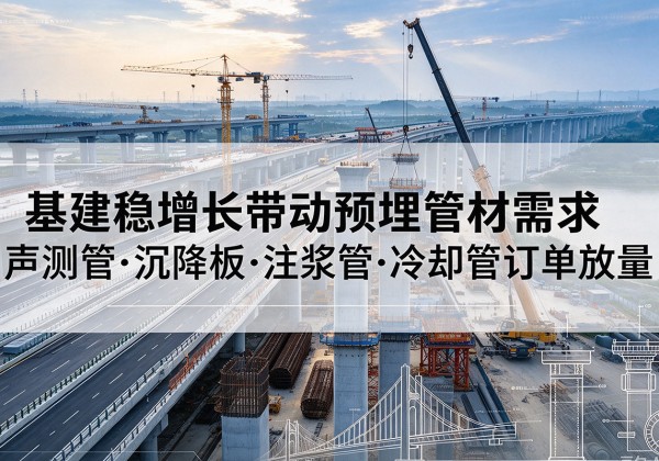 万全基建稳增长带动预埋监测管材需求，声测管、沉降板、注浆管订单持续放量